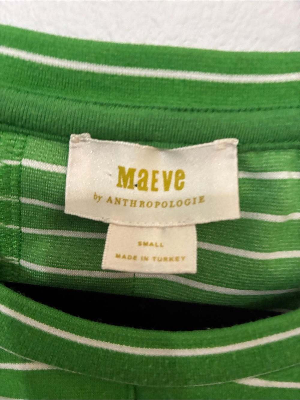 Maeve Green and White Striped Pleated Tee - Picture 3 of 9